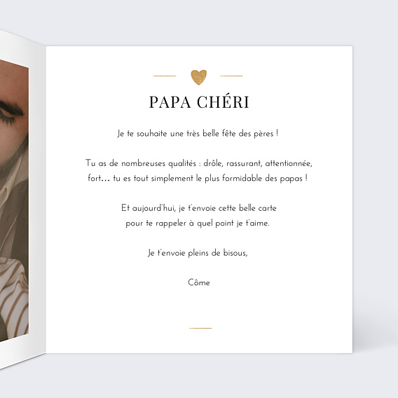 Carte fête des pères Jeu Typographique Intérieur Droit