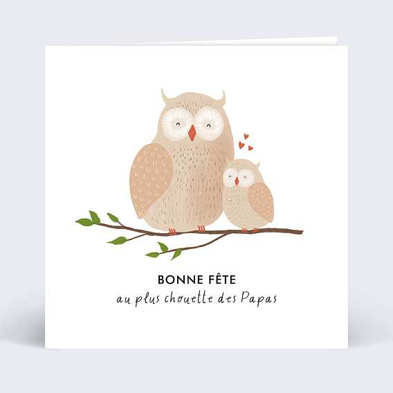 Carte fête des pères Chouette Papa Recto