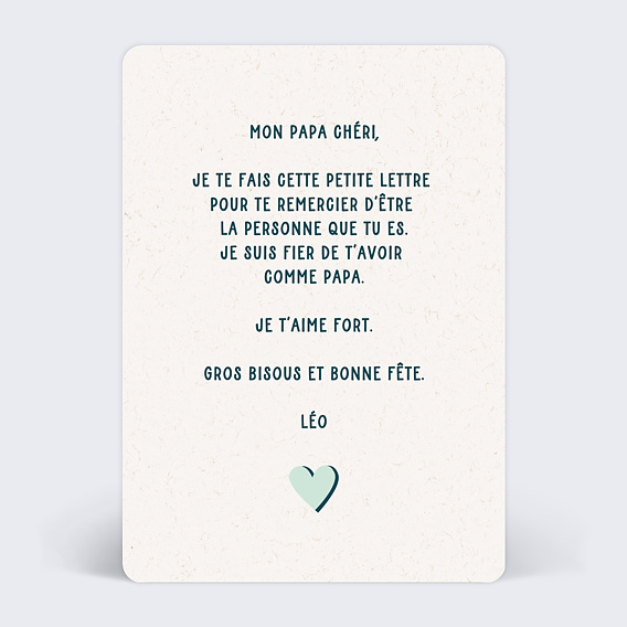 Carte fête des pères Bonbon d'amour Verso