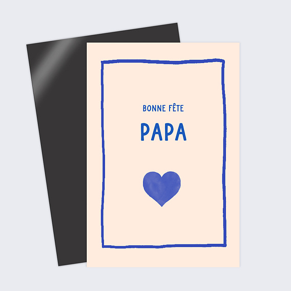 Carte fête des pères Coeur Simple Bleu