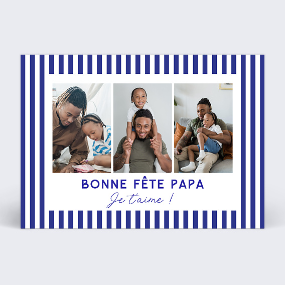 Carte fête des pères Traits Bleus Recto