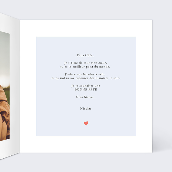 Carte fête des pères Je t'aime plus que tout Intérieur Droit