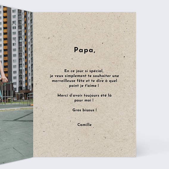 Carte fête des pères Coeur Krafté Intérieur Droit