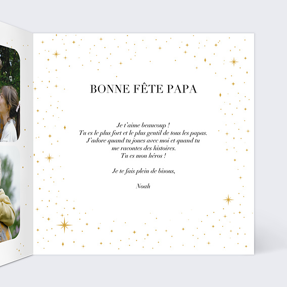 Carte fête des pères Papa Étoilé Intérieur Droit
