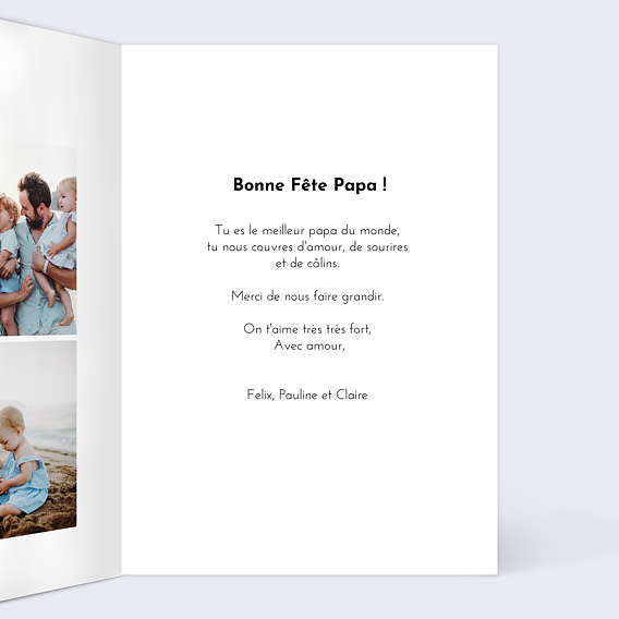 Carte fête des pères Calligraphie Intérieur Droit