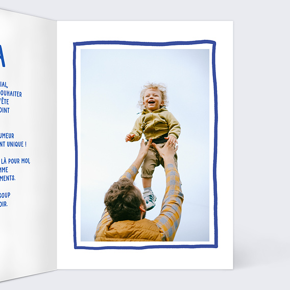 Carte fête des pères Coeur Simple Bleu Intérieur Droit