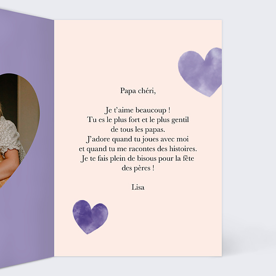 Carte fête des pères Éclats de Coeurs Intérieur Droit