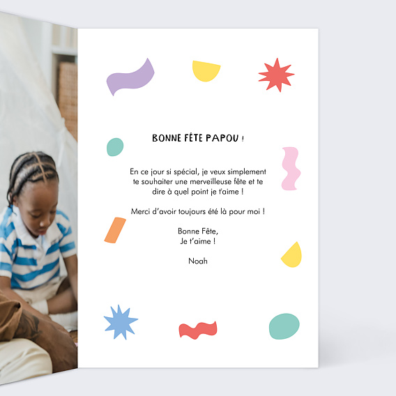 Carte fête des pères Formes de Couleur Intérieur Droit