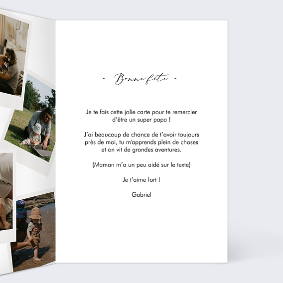 Carte fête des pères Pêle-Mêle Polaroid Intérieur Droit