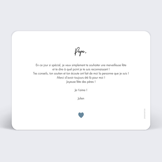 Carte fête des pères Lettres Papa Verso