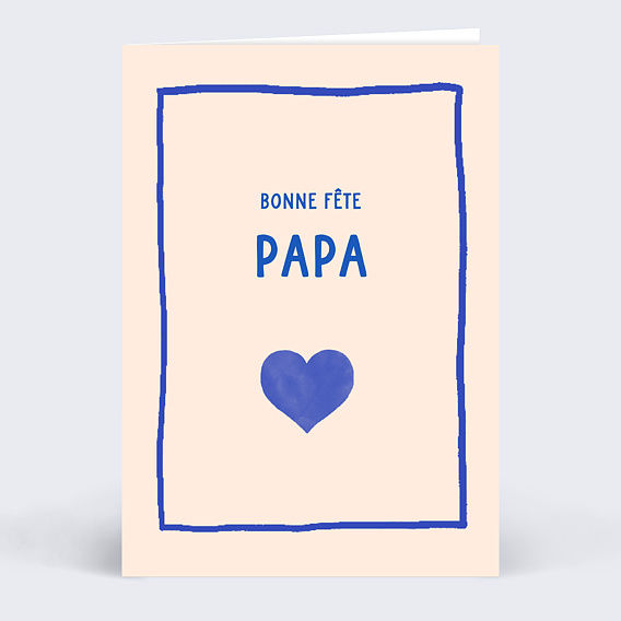 Carte fête des pères Coeur Simple Bleu