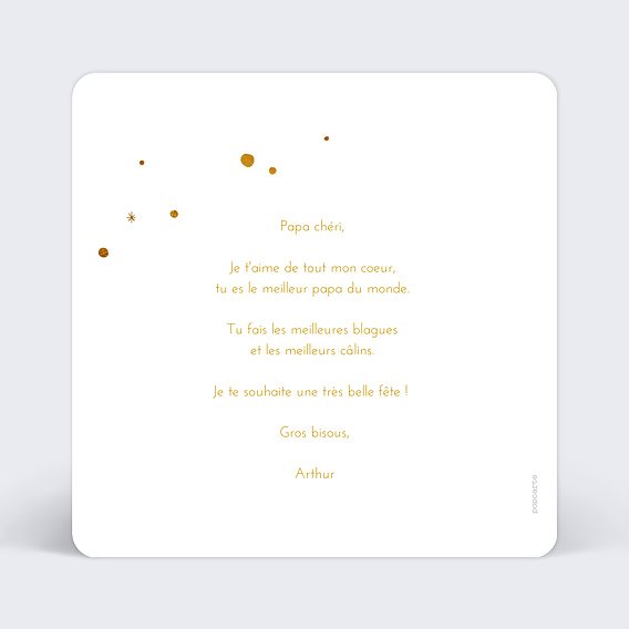 Carte fête des pères Golden Dots Verso