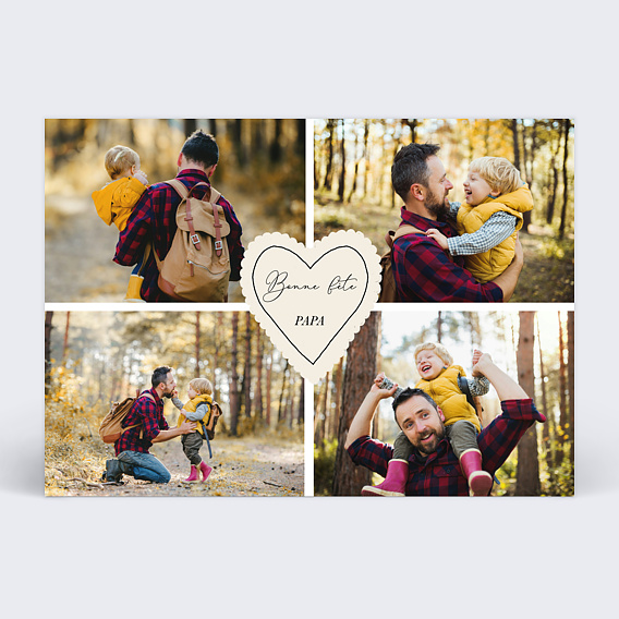 Carte fête des pères Étiquette coeur