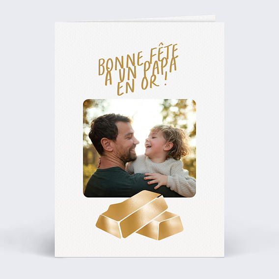 Carte fête des pères Papa en or
