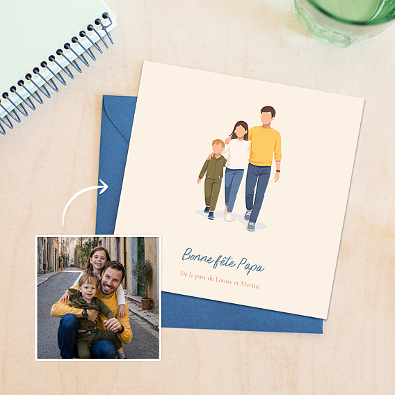 Carte fête des pères Portrait aligné minimaliste
