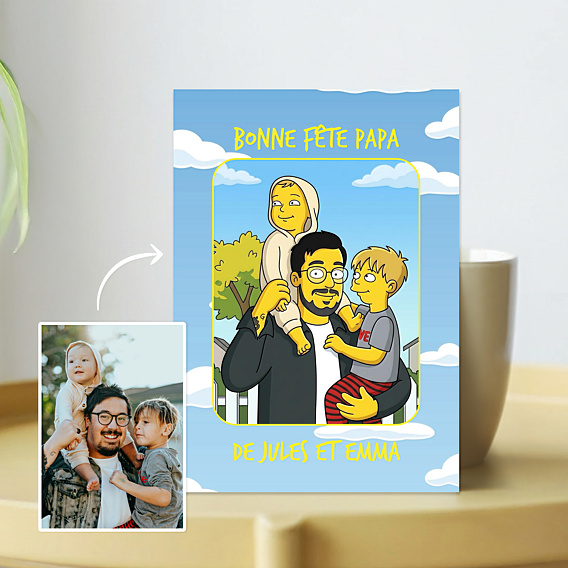 Carte fête des pères Portrait en cartoon