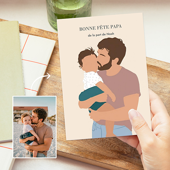 Carte fête des pères Portrait en illustration minimaliste