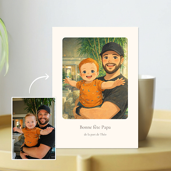 Carte fête des pères Portrait en manga