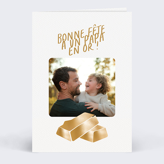 Carte fête des pères Papa en or