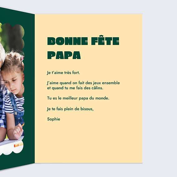 Carte fête des pères Quatre mots Intérieur Droit