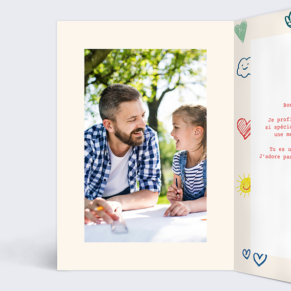 Carte fête des pères Coloriage pour papa Intérieur Gauche