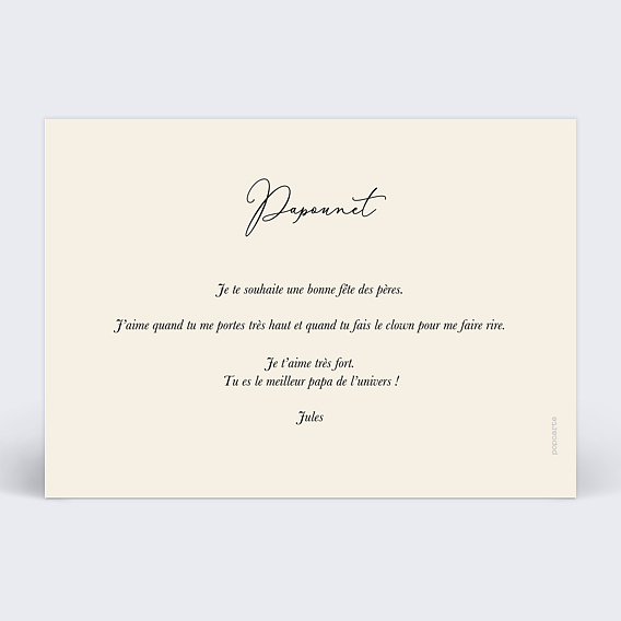 Carte fête des pères Étiquette coeur Verso