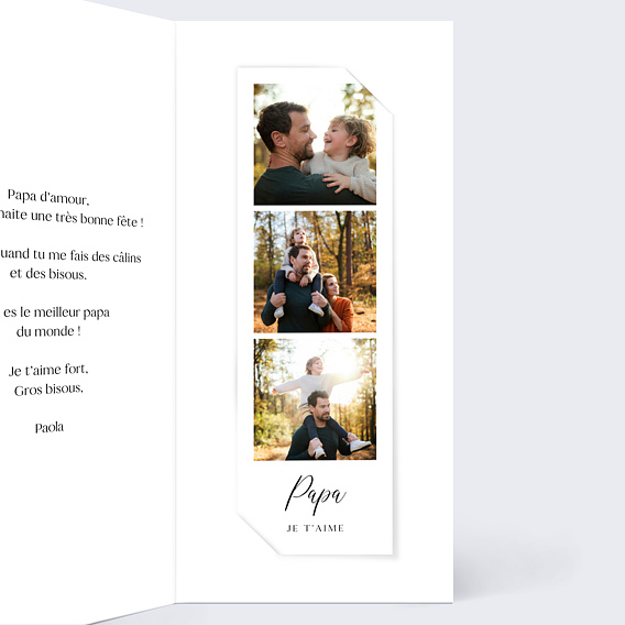 Carte fête des pères Trois photos Intérieur Droit