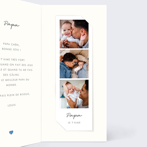 Carte fête des pères Petits coeurs Intérieur Droit