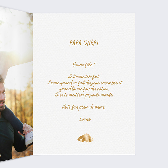 Carte fête des pères Papa en or Intérieur Droit