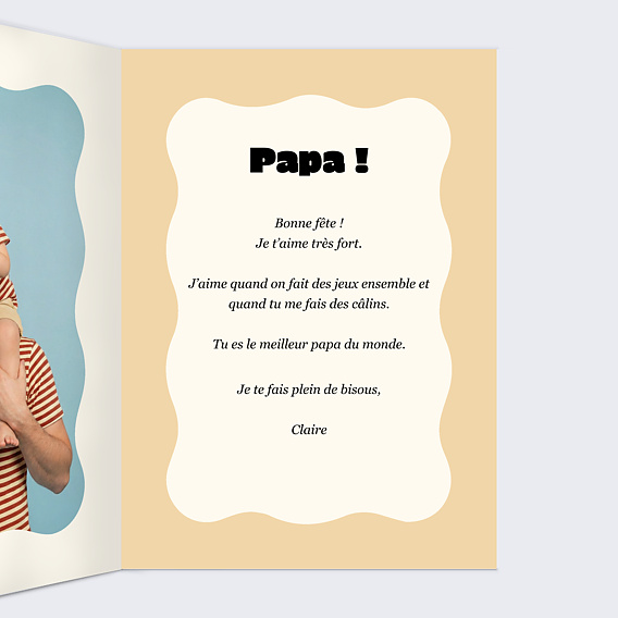 Carte fête des pères Rayures d'amour Intérieur Droit