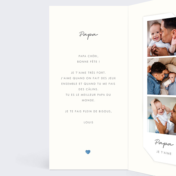 Carte fête des pères Petits coeurs Intérieur Gauche