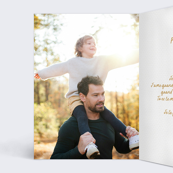 Carte fête des pères Papa en or Intérieur Gauche
