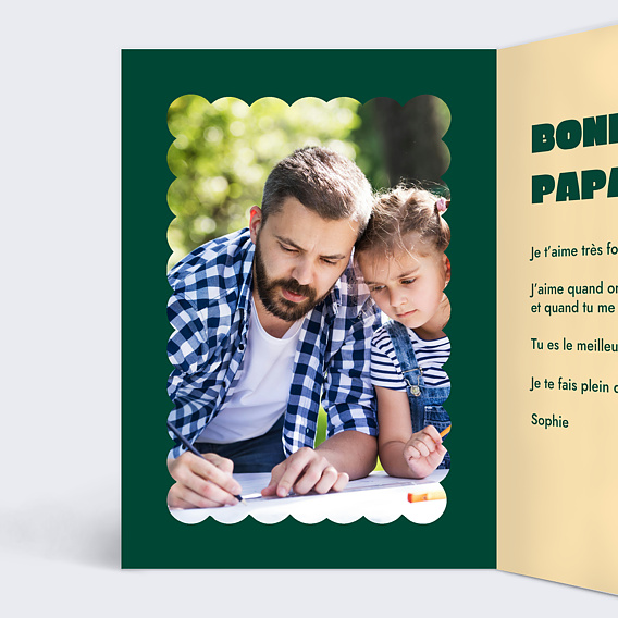 Carte fête des pères Quatre mots Intérieur Gauche