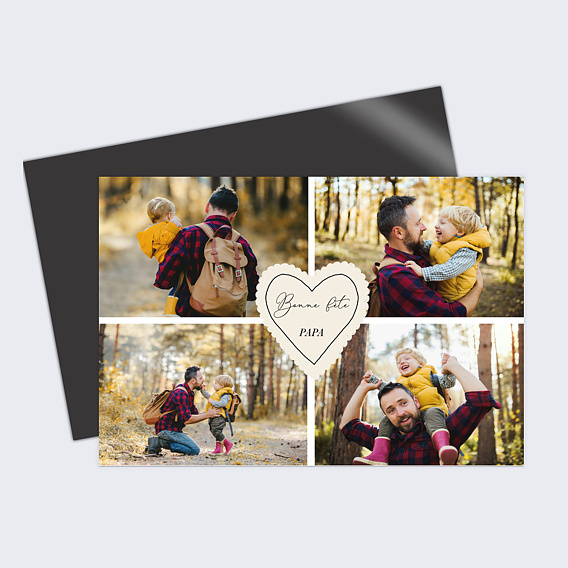 Carte fête des pères Étiquette coeur