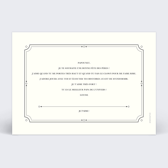 Carte fête des pères Le diplôme Verso