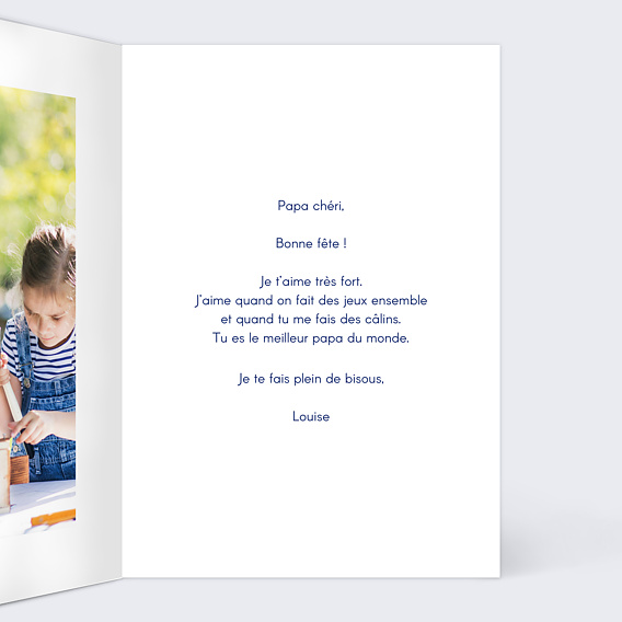 Carte fête des pères Bisous bisous Intérieur Droit