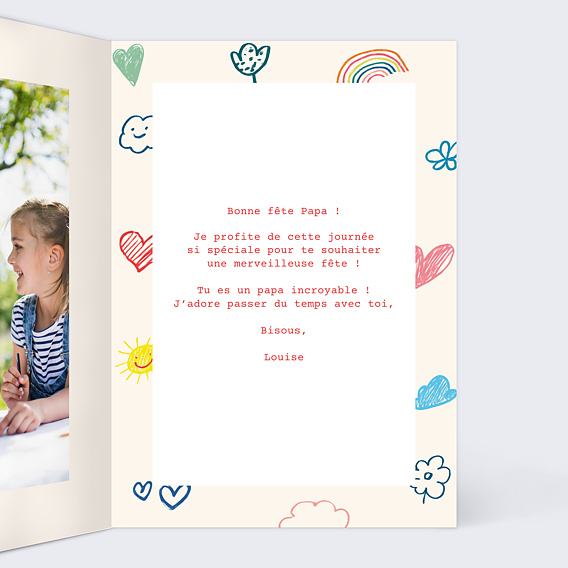 Carte fête des pères Coloriage pour papa Intérieur Droit