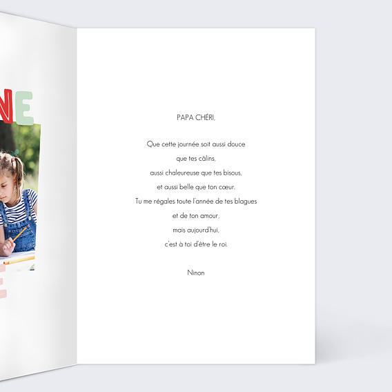 Carte fête des pères Patchwork Intérieur Droit