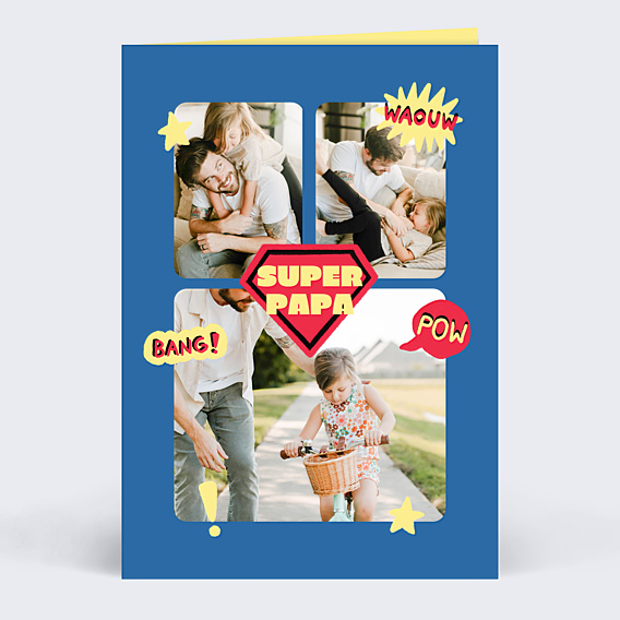 Carte fête des pères Papa héros