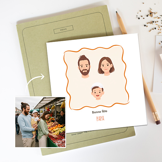 Carte fête des pères Visages minimalistes