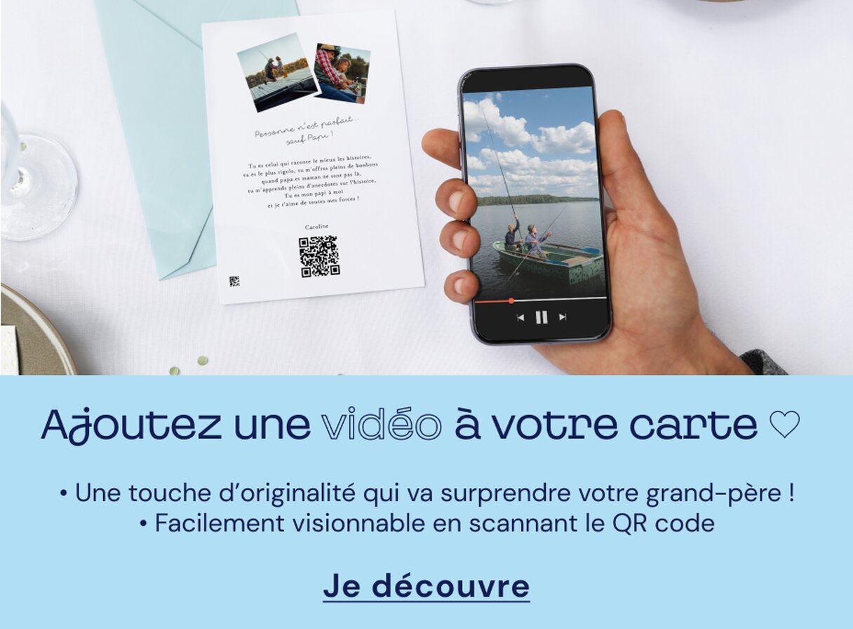 QR code vidéo carte fête des grands-pères