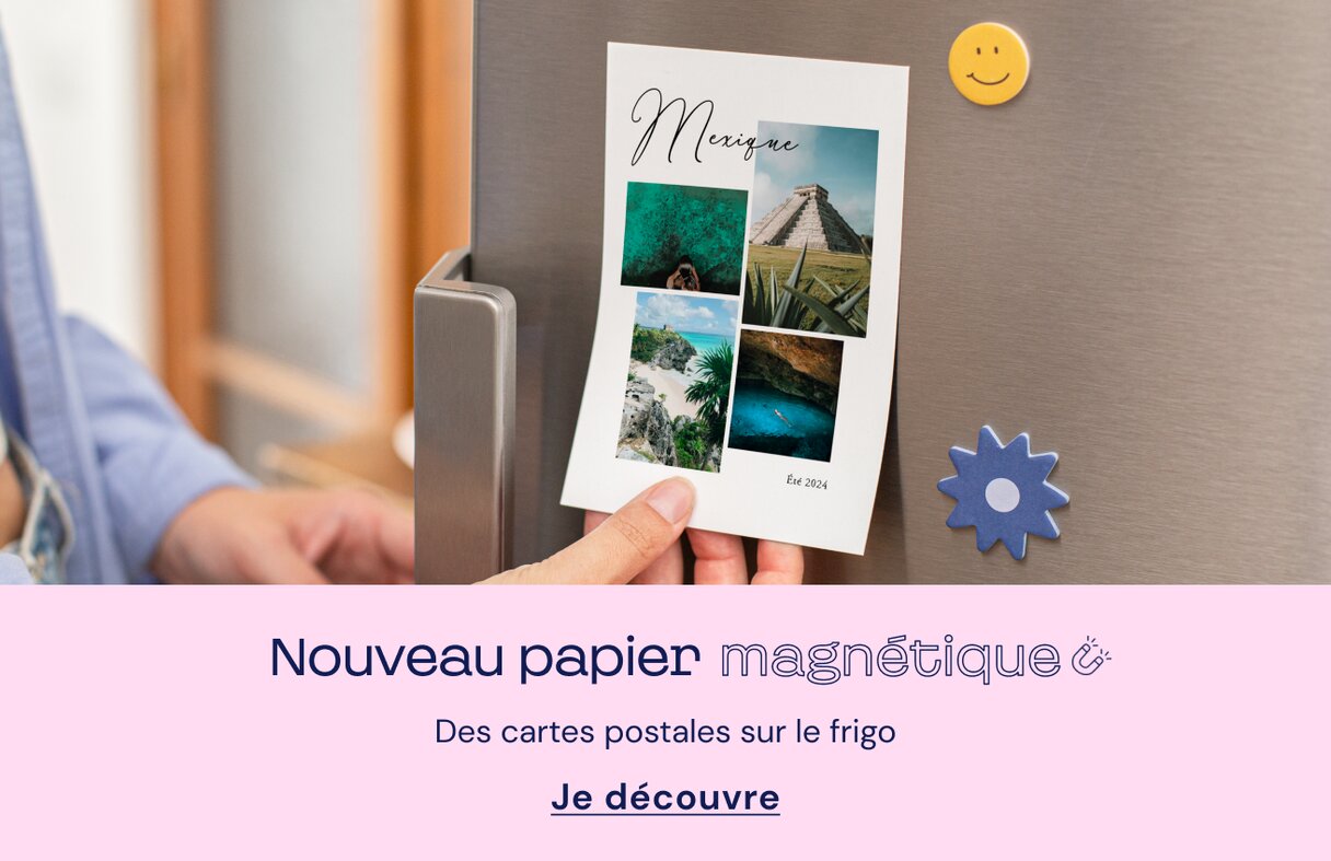 Carte postale papier magnétique