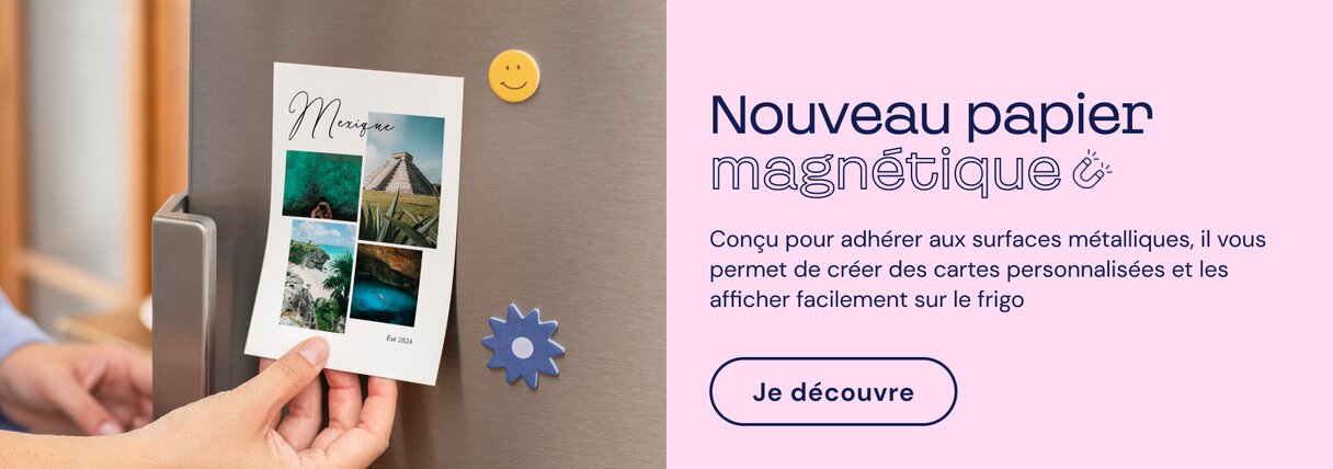 Carte postale papier magnétique