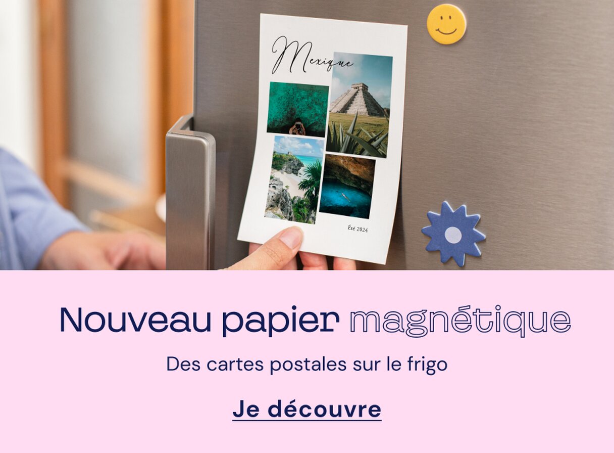 Carte postale papier magnétique