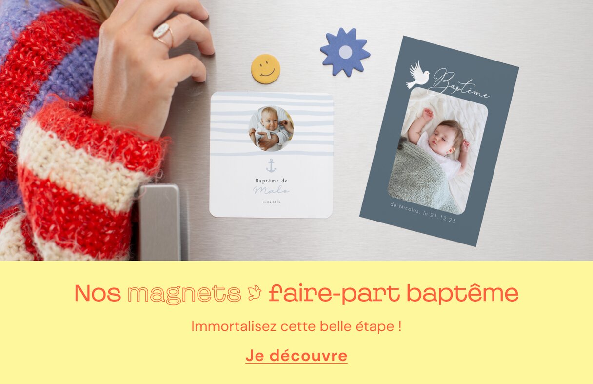 Magnet faire-part baptême