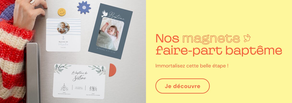 Magnet faire-part baptême