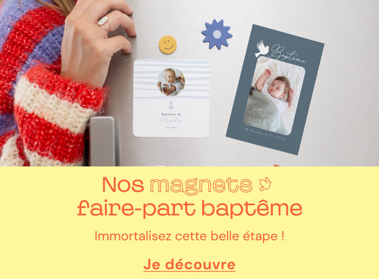 Magnet faire-part baptême