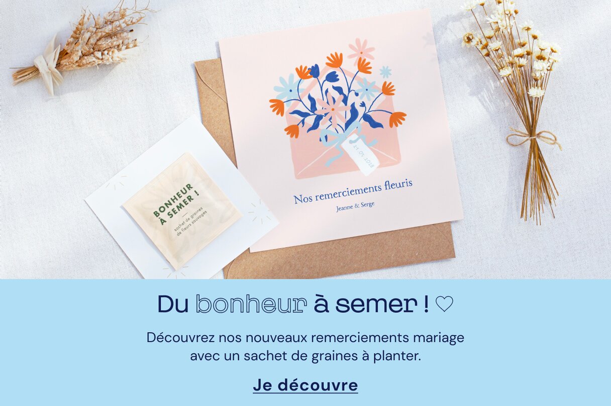 Remerciement mariage avec sachet de graines