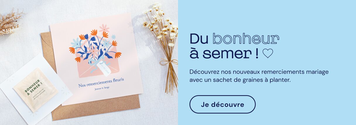Remerciement mariage avec sachet de graines
