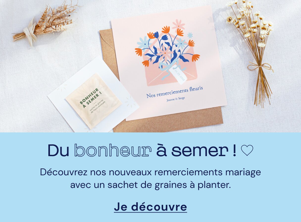 Remerciement mariage avec sachet de graines